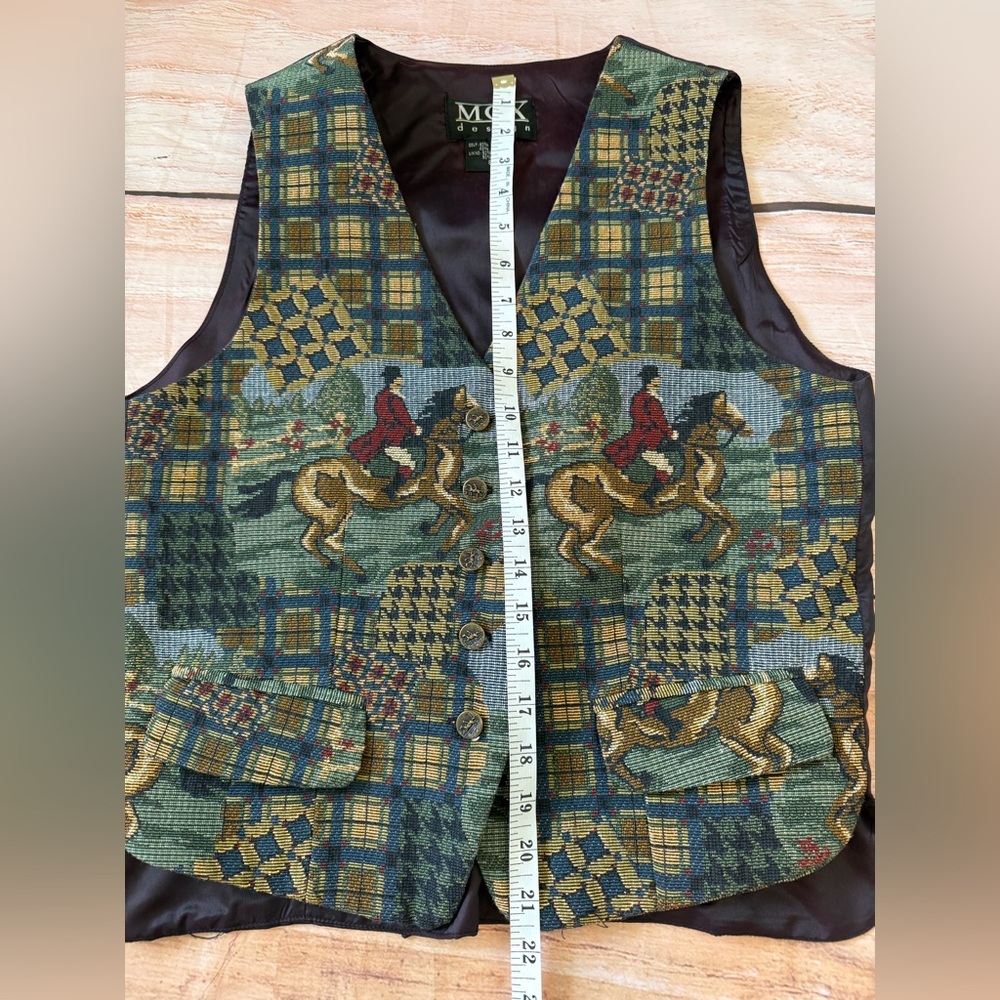 Vintage MCX Design Tapestry Vest Cowboy Western Horse Size Small equestrian - Picture 4 of 6